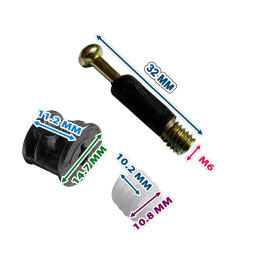 Set von 30 Minifix-Verbindern (M6, Länge 32 mm)