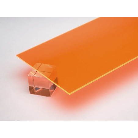 Acrylic (PMMA) base plate (transparent orange, 50x30 cm, 3 mm