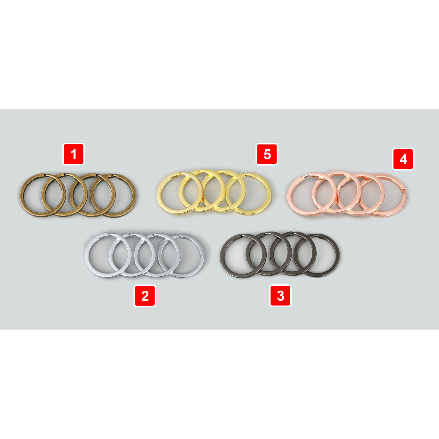 Set of 30 beautiful key rings (22-28 mm, color 3: gun metal) - Wood ...