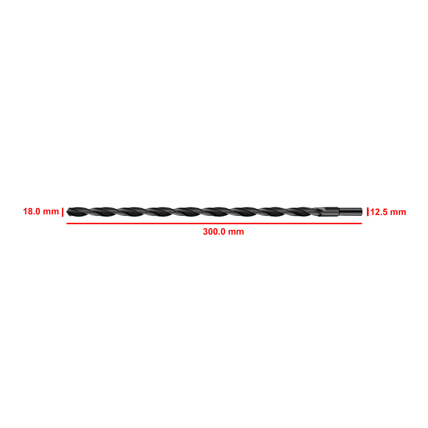 HSS M2 metalbor 18,0x300 mm (reduceret skaft)