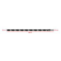 HSS M2 metalbor 16,0x500 mm (reduceret skaft)