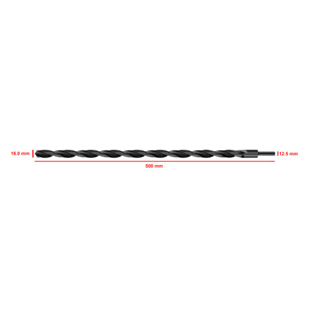 HSS M2 metalbor 16,0x500 mm (reduceret skaft)