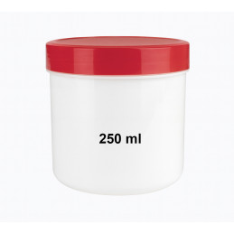 Słoik biały z czerwoną pokrywką (pojemność 250 ml, tworzywo PP)