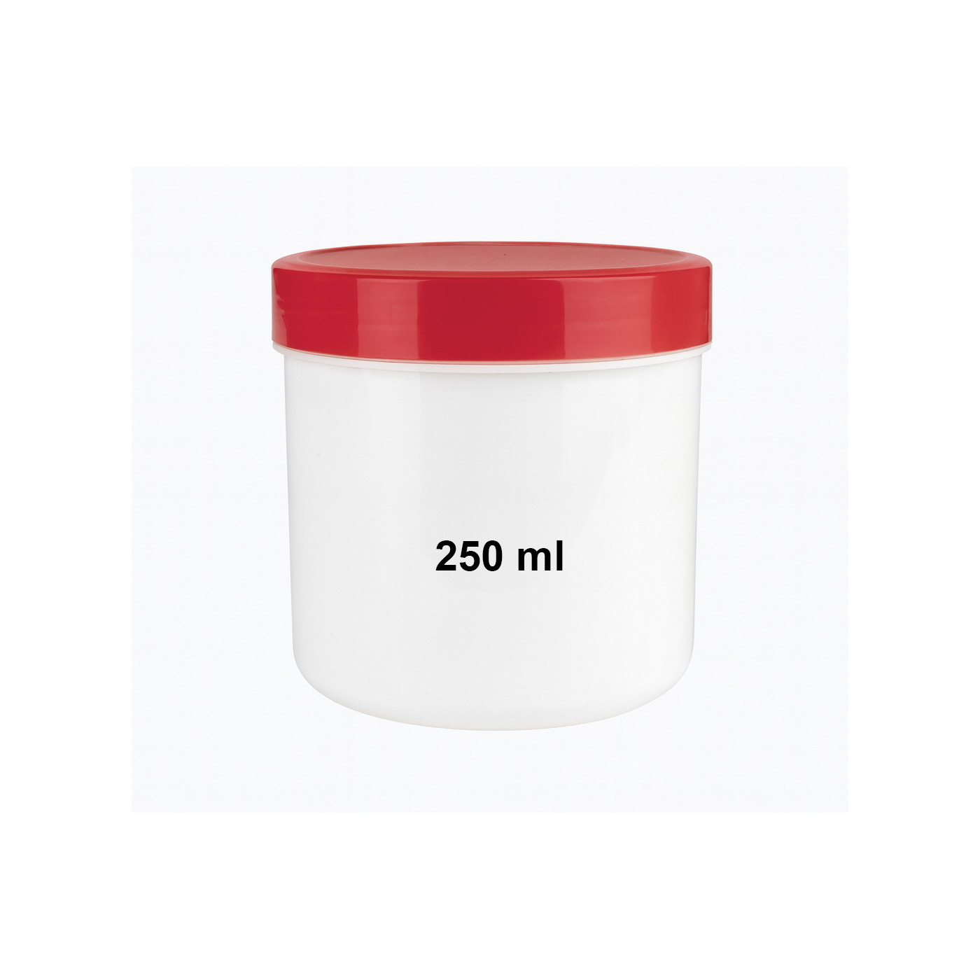 Słoik biały z czerwoną pokrywką (pojemność 250 ml, tworzywo PP)