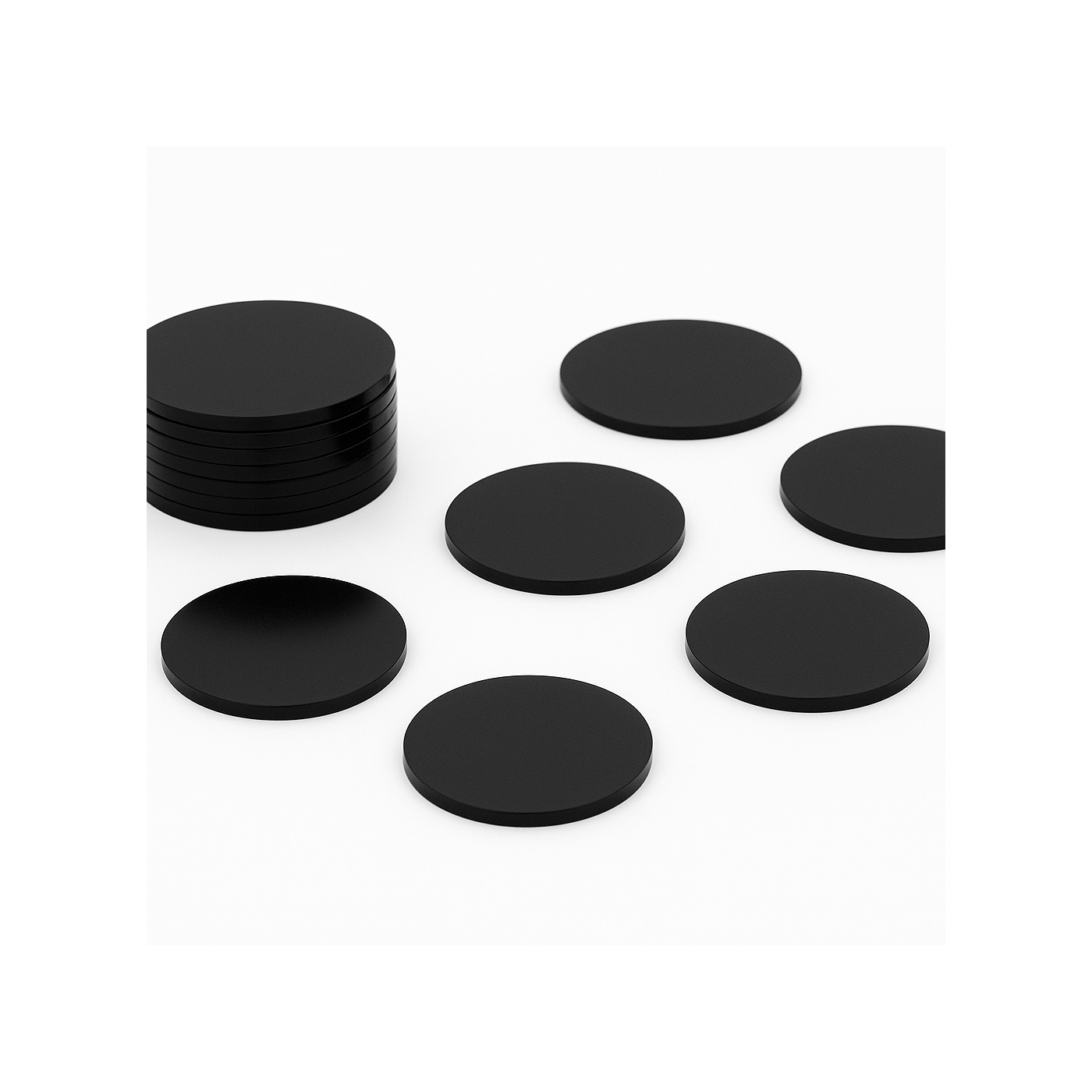 Set di 30 dischi di plastica (nero, 3x30 mm, acrilico, PMMA)