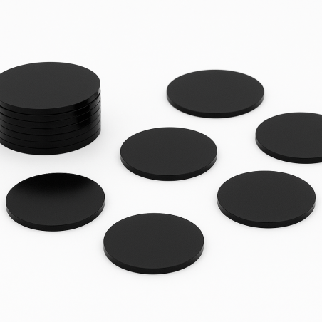 Juego de 30 discos de plástico (negro, 3x30 mm, acrílico, PMMA) Juego de 30 discos de plástico (negro, 3x30 mm, acrílico, PMMA)