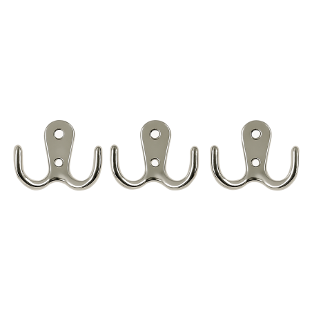 Set mit 3 Doppel-Kleiderhaken, silber Set mit 3 Doppel-Kleiderhaken, silber