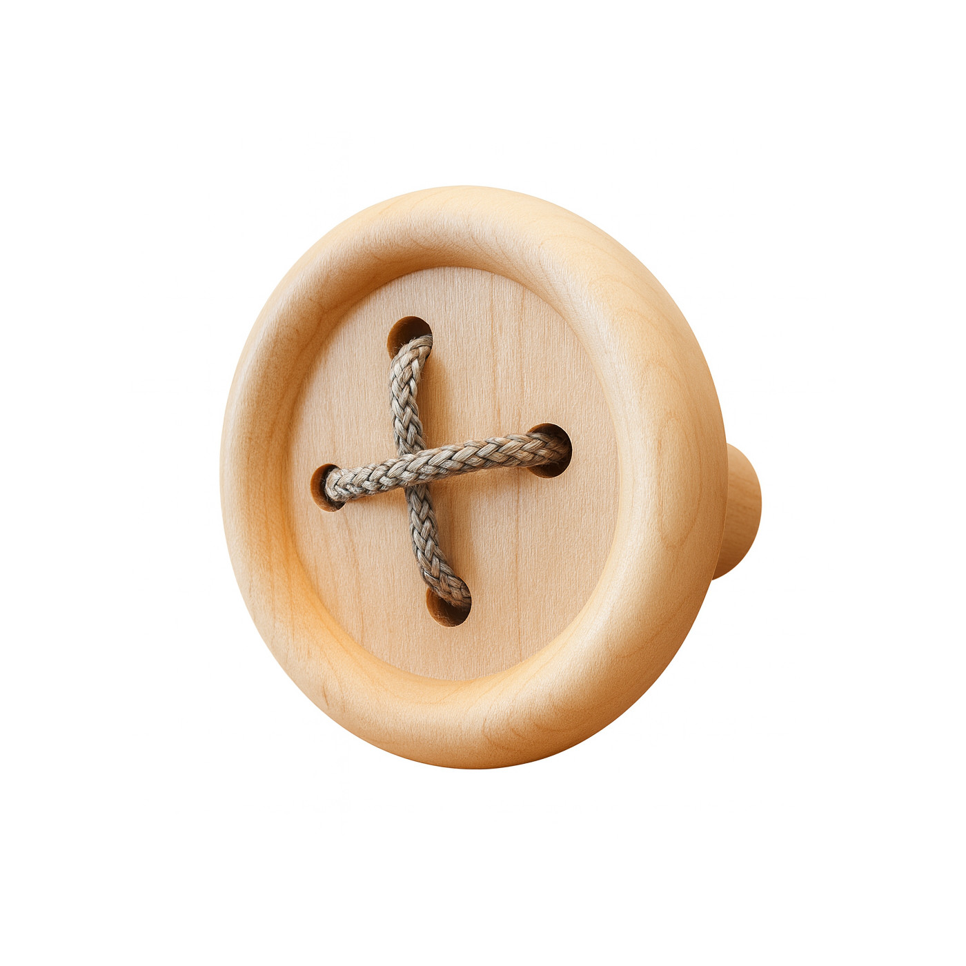 Botón de madera divertido/gancho de pared (con cordones, gris)