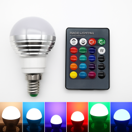 E14 RGB LED žárovka s dálkovým ovládáním, 3W