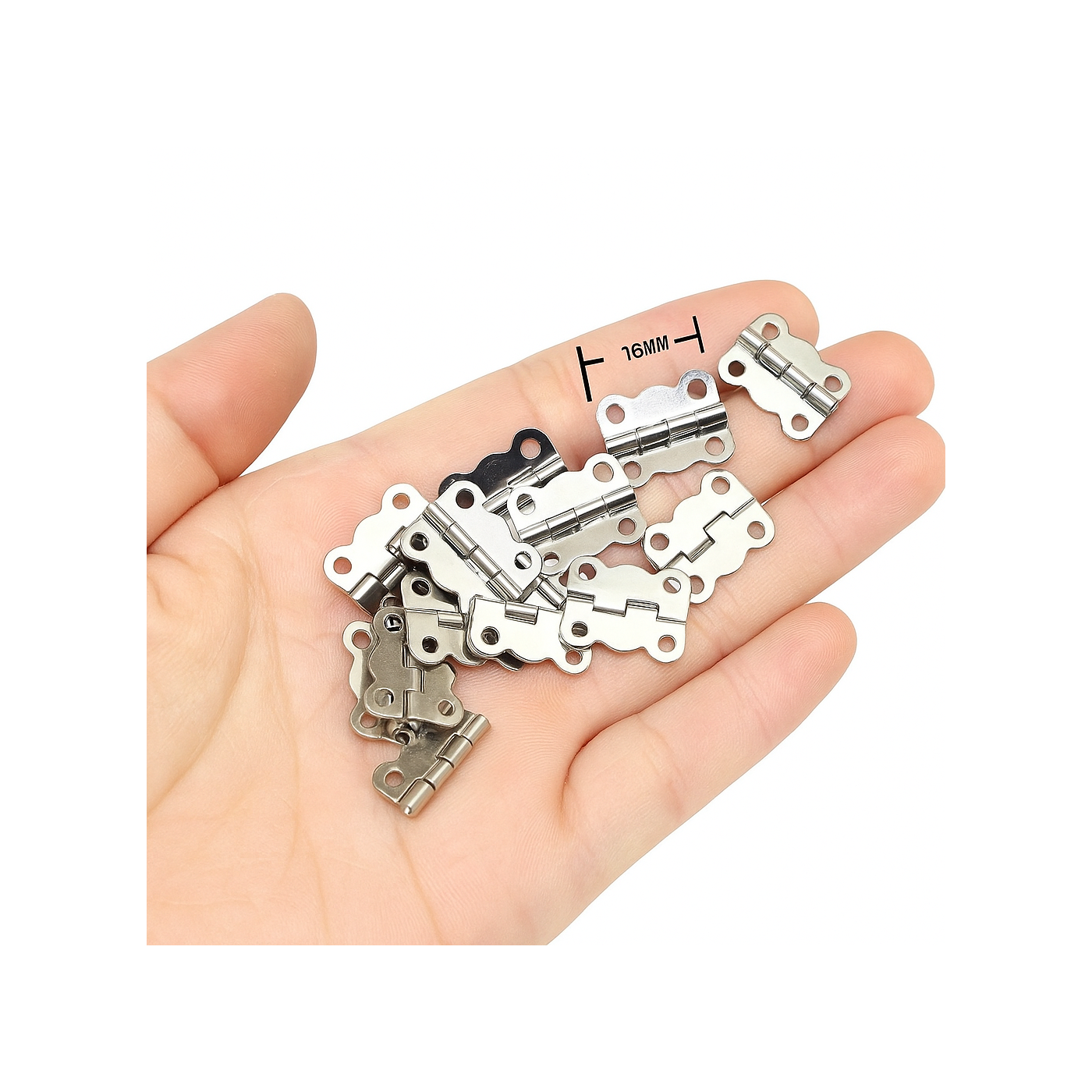 Set of 40 small hinges, silver color (16x13 mm)