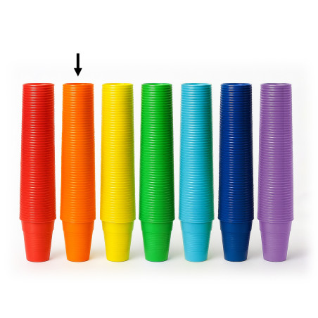 Set van 100 gekleurde feestbekers (oranje)