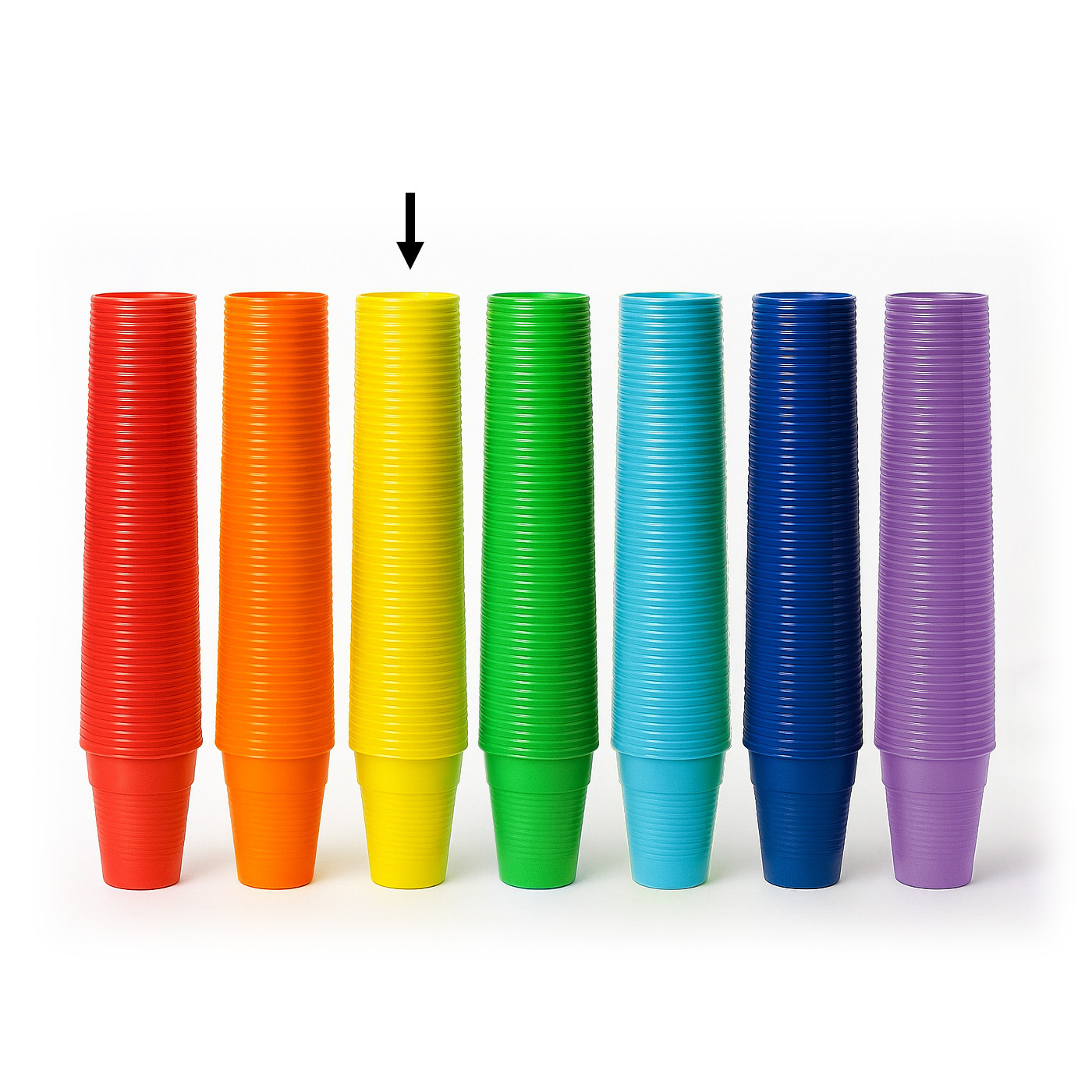 Lot de 100 gobelets de fête colorés (jaunes)