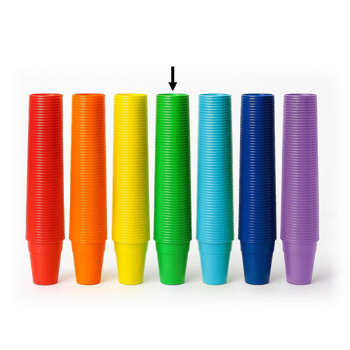 Set of 100 colored party cups (green)