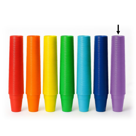 Set of 100 colored party cups (purple)