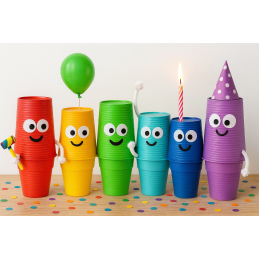 Grote set van 700 regenboog-feestbekers (7 kleuren)