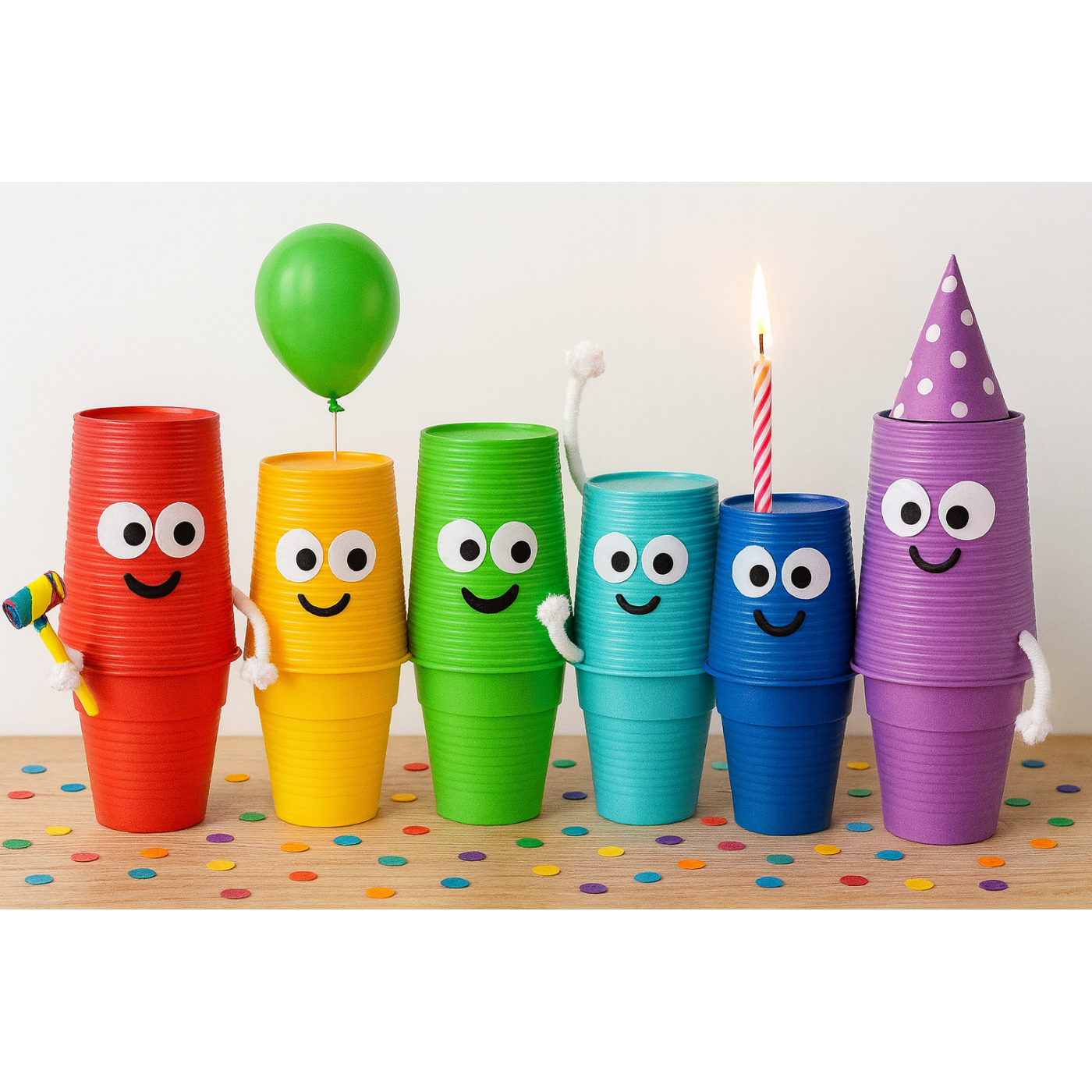 Grote set van 700 regenboog-feestbekers (7 kleuren)