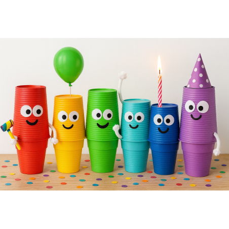 Grand lot de 700 gobelets arc-en-ciel (7 couleurs)