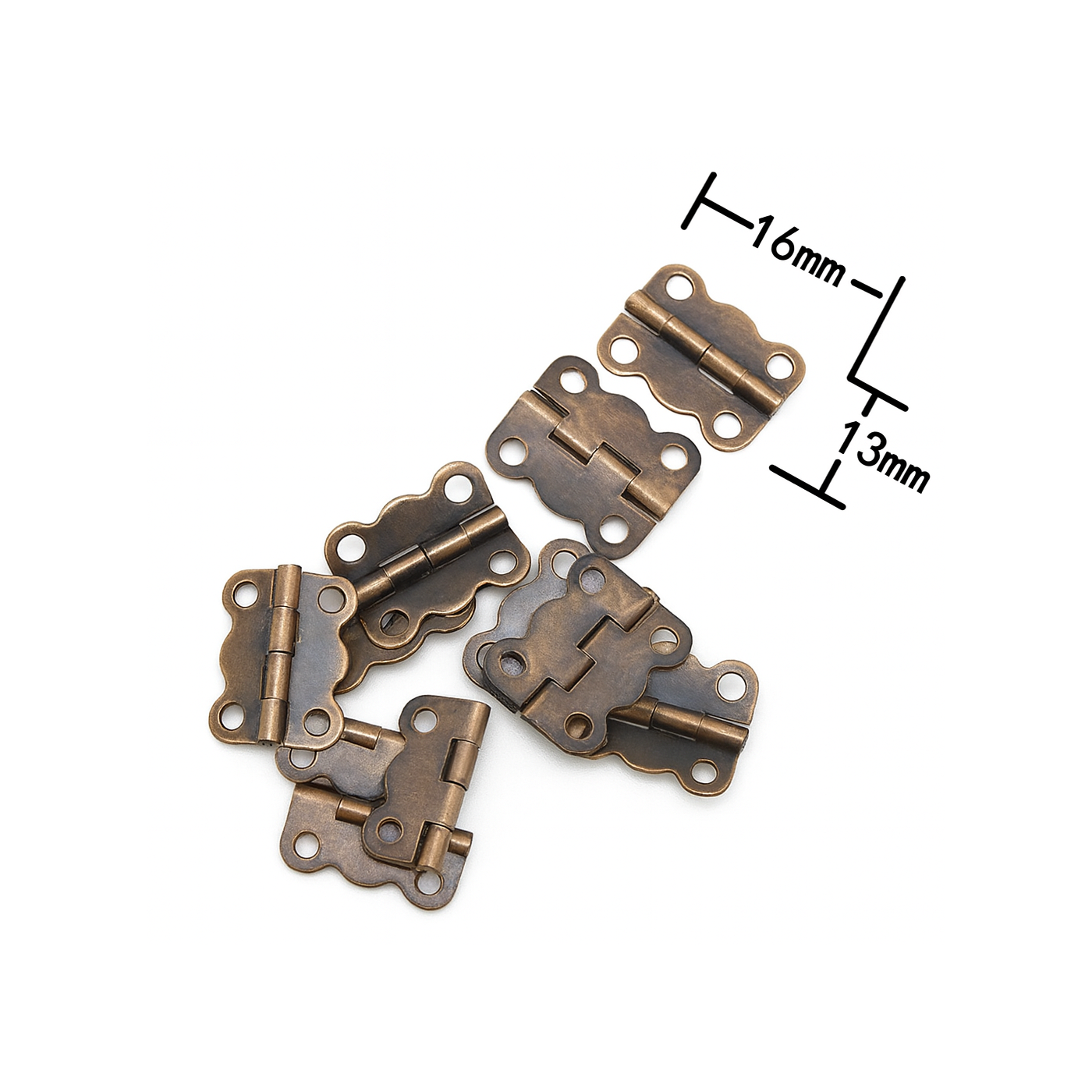 Sæt med 40 små hængsler, bronzefarve (16x13 mm)