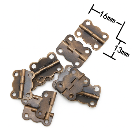 Set of 40 small hinges, bronze color (16x13 mm)