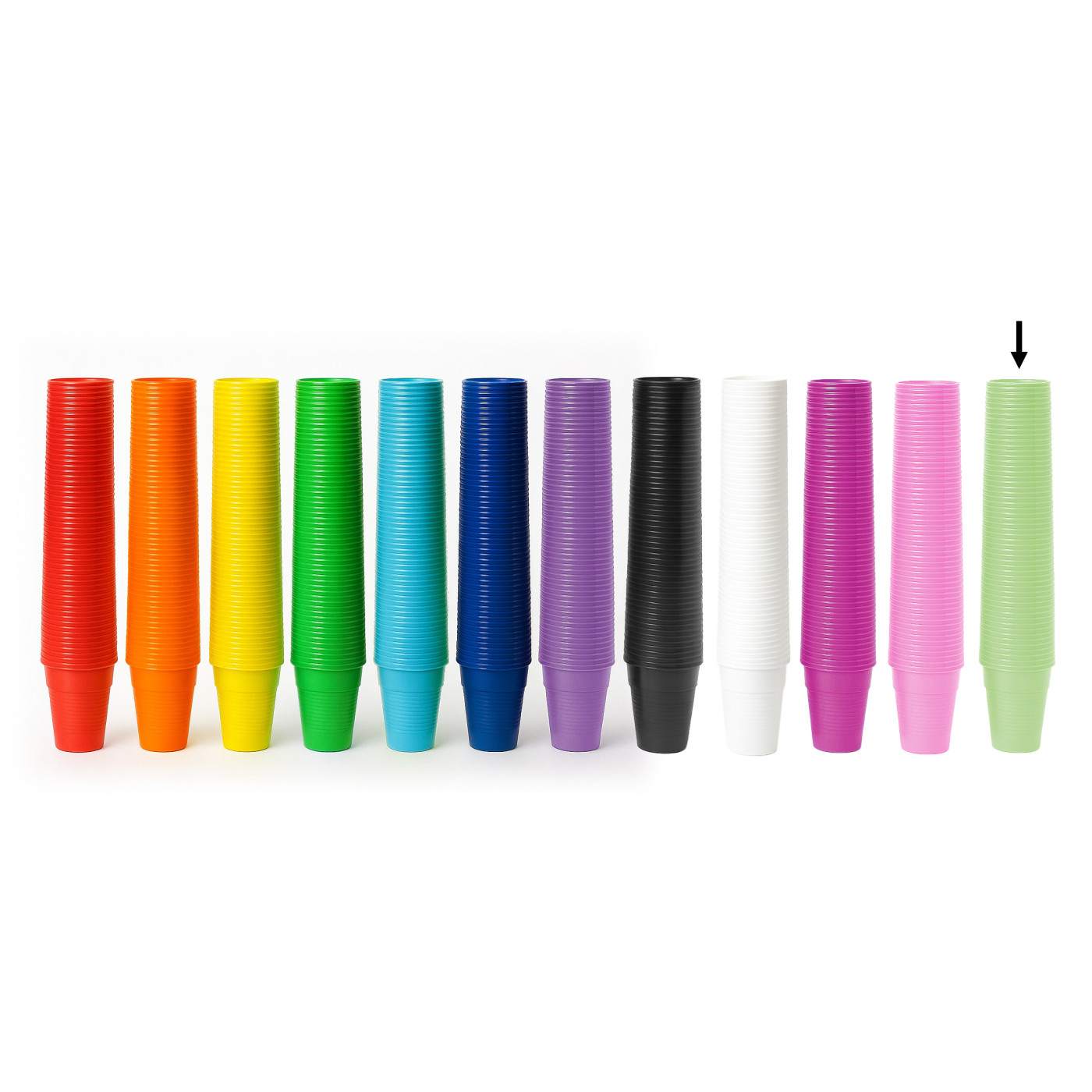 Set of 100 colored party cups (apple green)