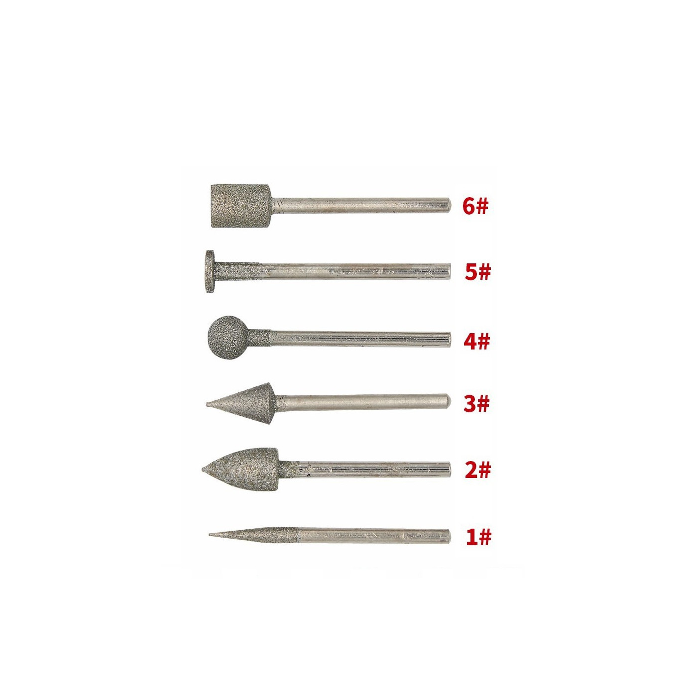 Set Feinfräsen, 6-teilig, 3,0 mm Schaft