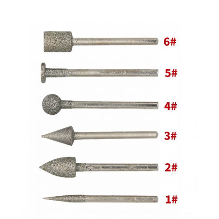 Fijnfrezen, set van 6 stuks, 3.0 mm schacht