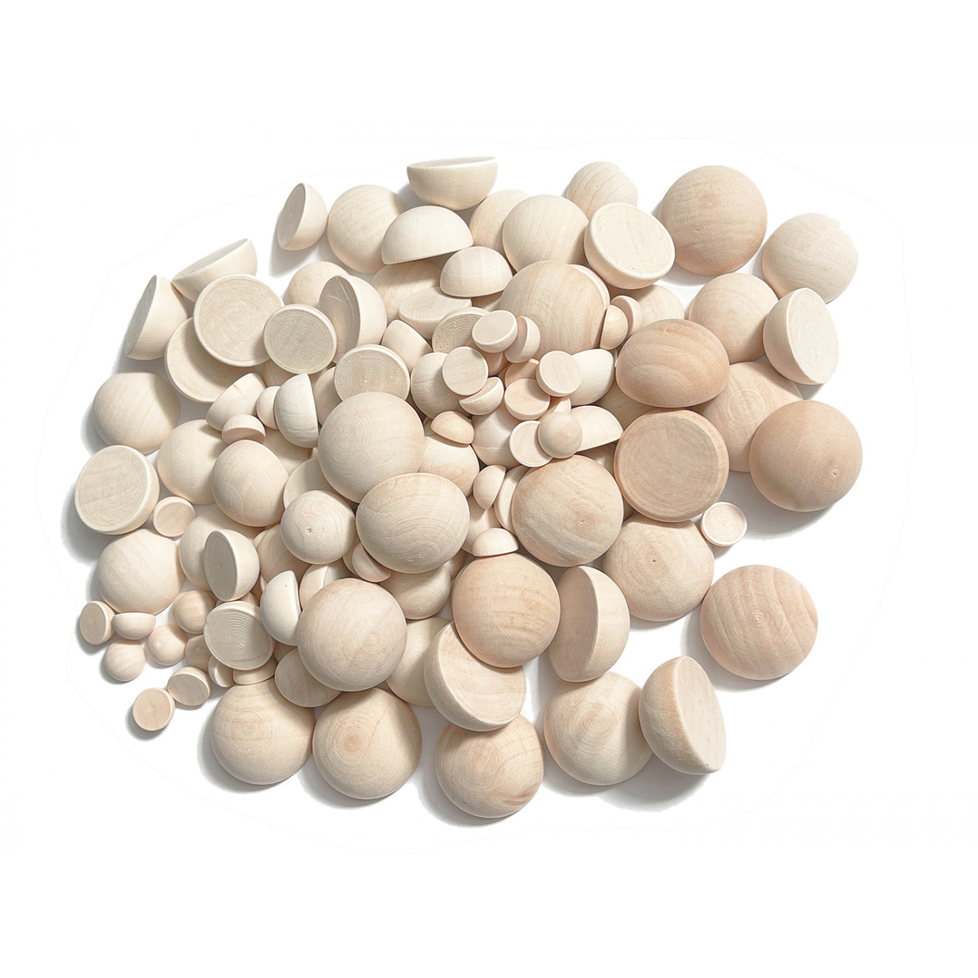 Set di 100 emisferi (diametro: 15 mm, spessore: 7,5 mm, legno