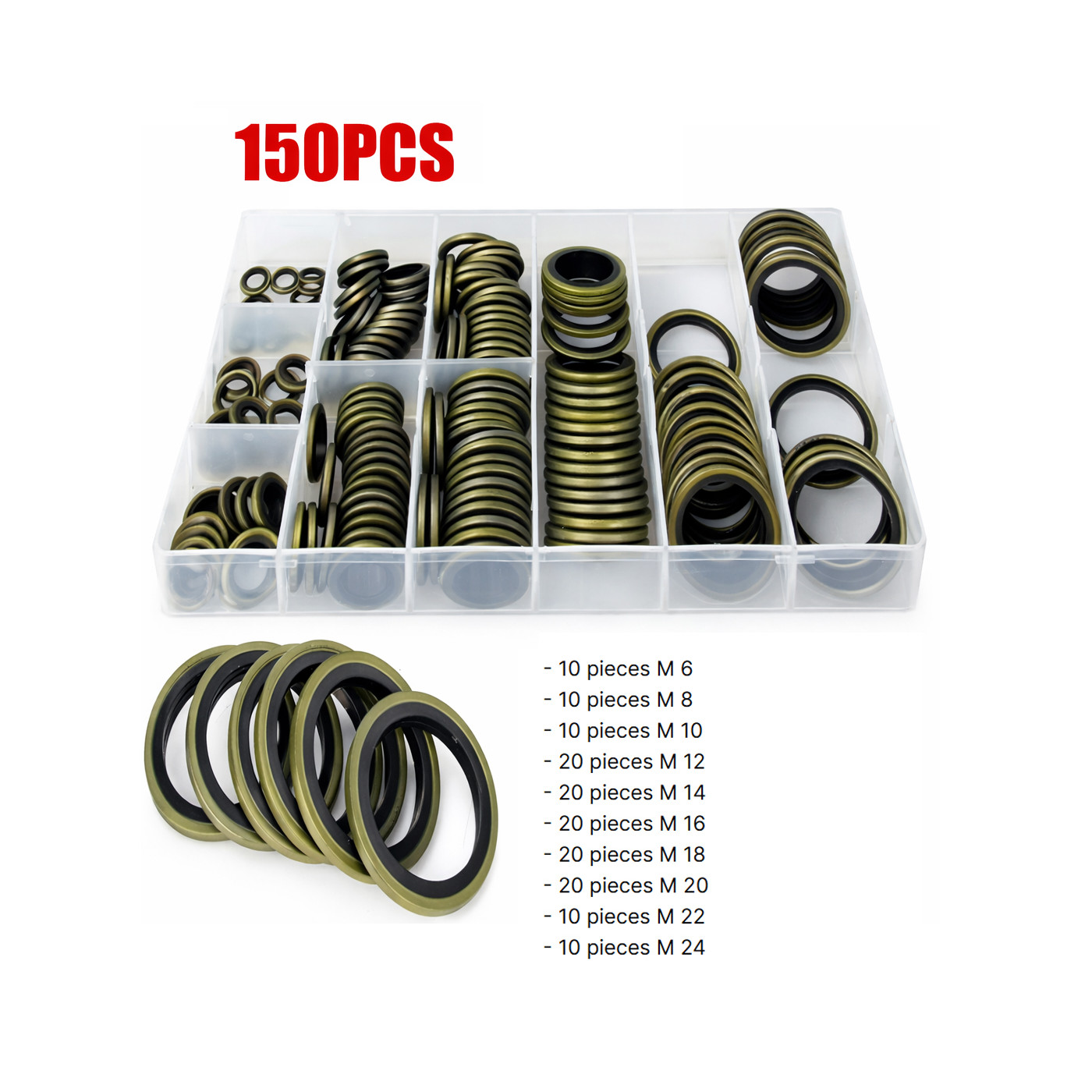 Kit assortimento con 150 anelli di tenuta