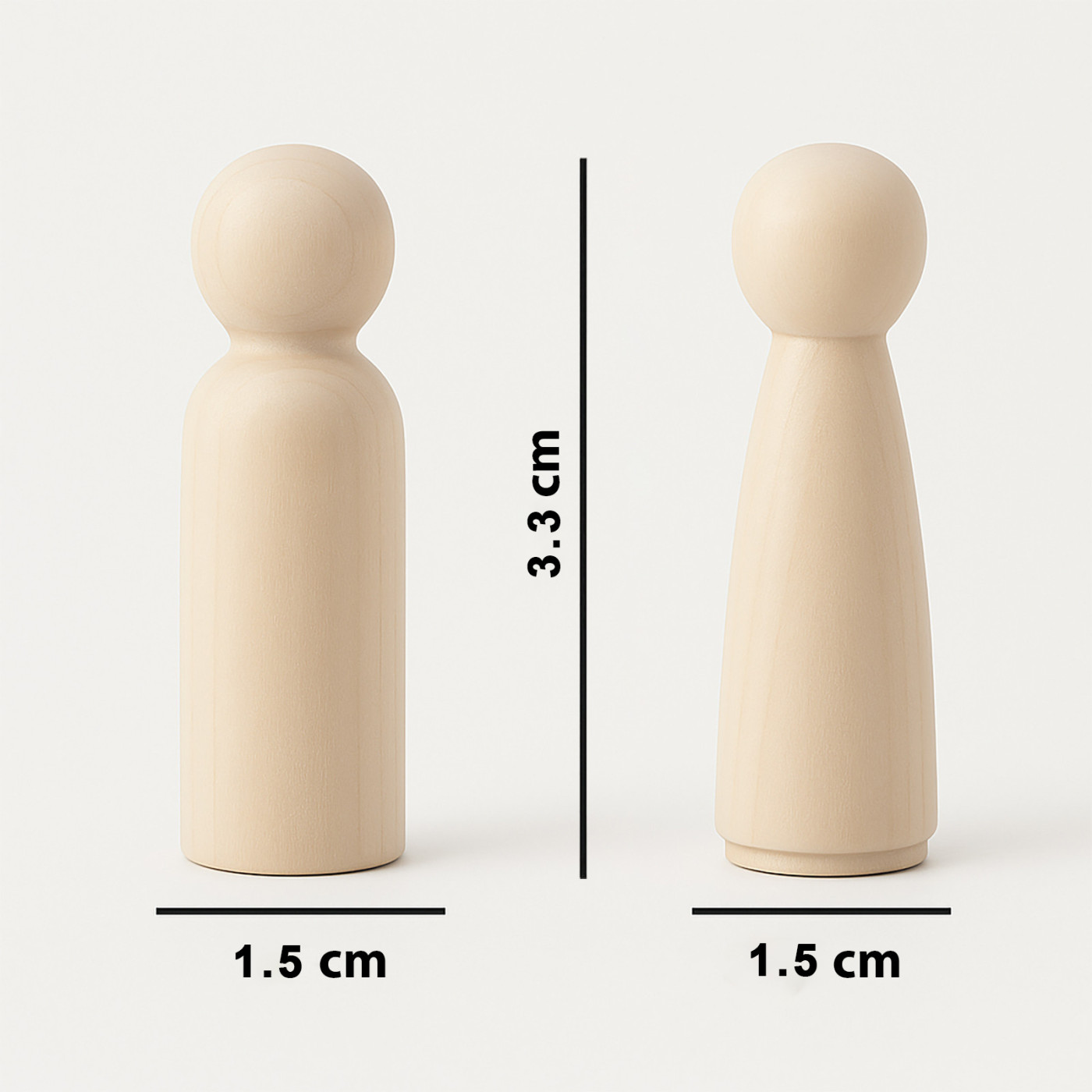 Mała drewniana figurka kobiety (do rękodzieła, wys. 3,3 cm)