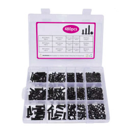Black metric bolt assortment (M3–M5) – 480 Pieces