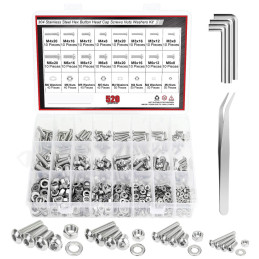 Surtido de tornillos y tuercas de acero inoxidable (M3–M6, 520