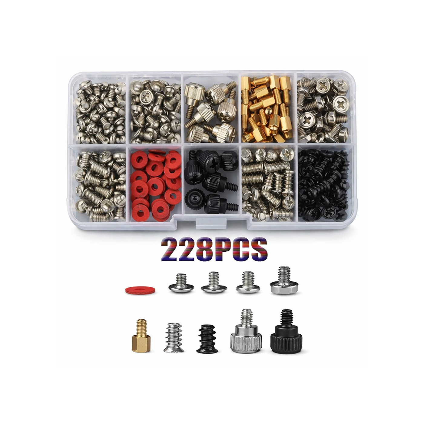 Set mit 228 Schrauben und Distanzstücken für PC, Motherboard