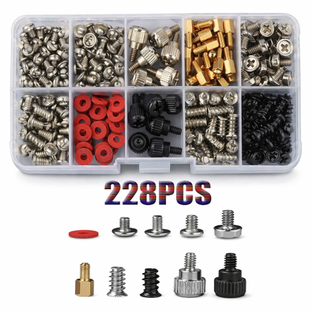 Juego de 228 tornillos y espaciadores para PC, placa base y