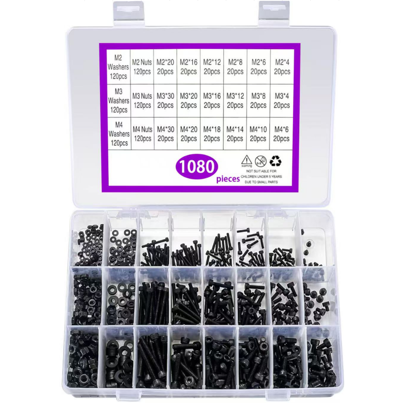 Set zwarte boutjes in verschillende lengtes (M2, M3, M4, 1080