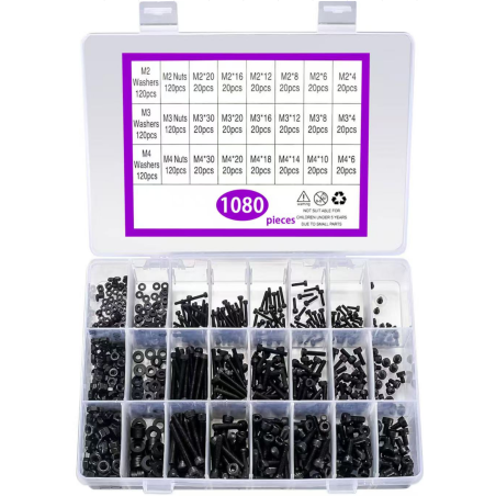 Set zwarte boutjes in verschillende lengtes (M2, M3, M4, 1080