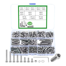 Assortimento di bulloni a testa esagonale in acciaio