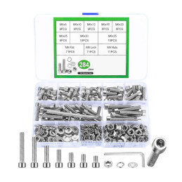 M6 stainless steel socket head bolt assortment, 284 pieces