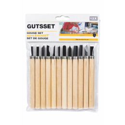 12-teiliges Stechbeitelset für Holz, Linoleum und Leder