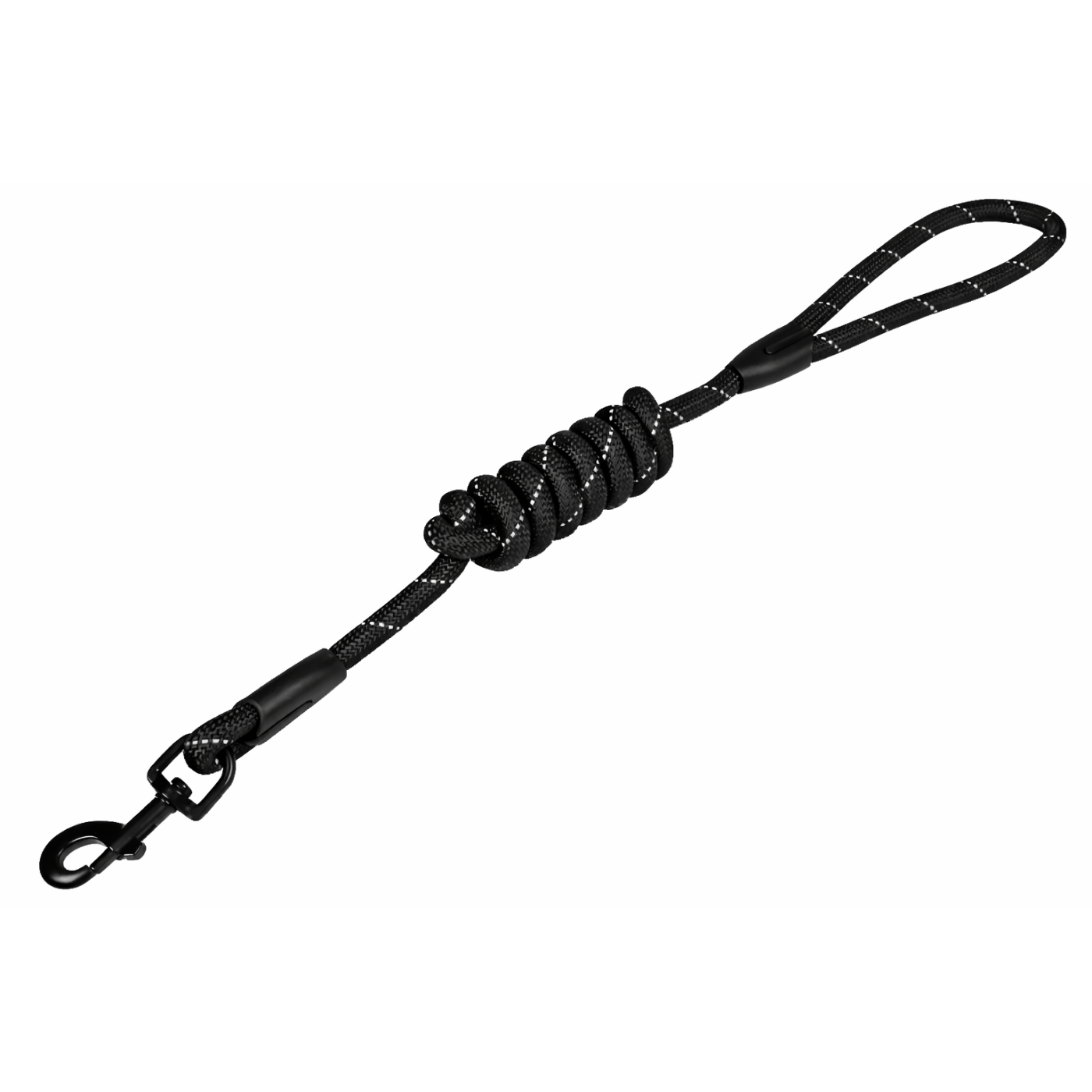 Black nylon cord with snap hook, 12 mm x 150 cm, black