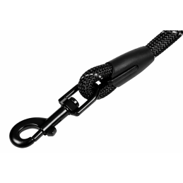 Zwart nylon koord met musketonhaak, 12 mm x 150 cm, zwart