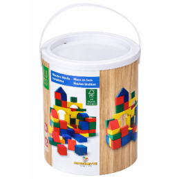 Set colorful wooden building blocks for kids (100 pcs)