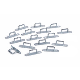 Set di 16 occhi rettangolari con piastra di base (73 x 1,2 mm )