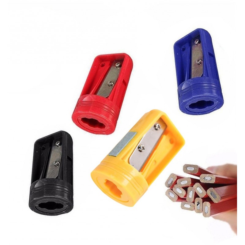 4 Temperamatite Manuali Per Matite Da Carpentiere - Rosso, Giallo, Blu E Nero - Piccoli E Portatili Per Falegnami E Ingegneri