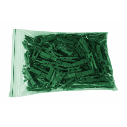 Set of 100 small clothes pins from wood (35 mm, green)