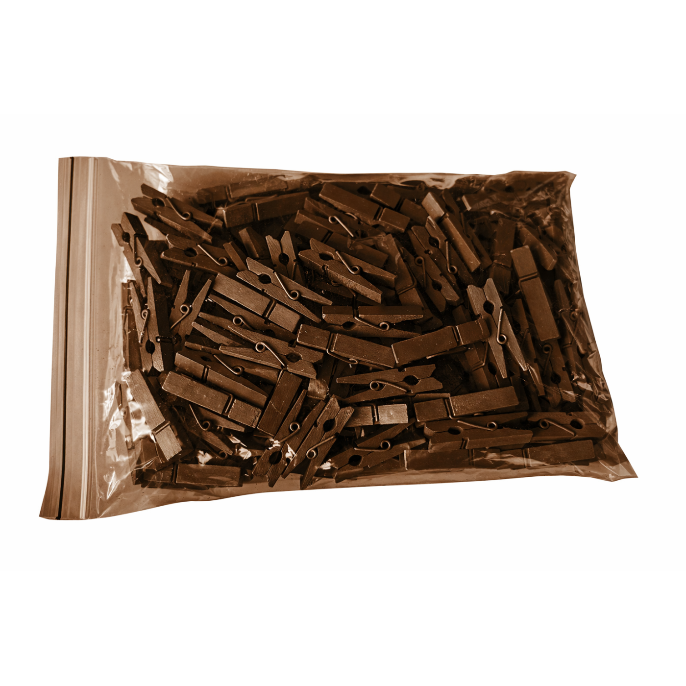 Set of 100 small clothes pins from wood (35 mm, brown)