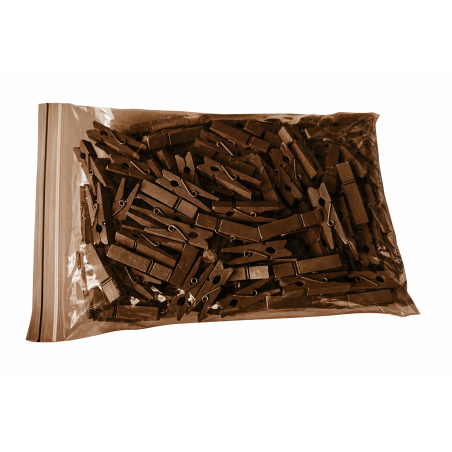 Set of 100 small clothes pins from wood (35 mm, brown)