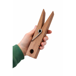 Extra grote wasknijper van walnoothout (wandhanger, maat 2: 22