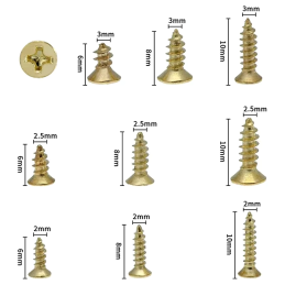 1080 small Phillips head wood screws, gold-colored