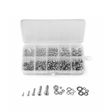 Set di bulloni, dadi e rondelle in acciaio inox M2-M5 (320