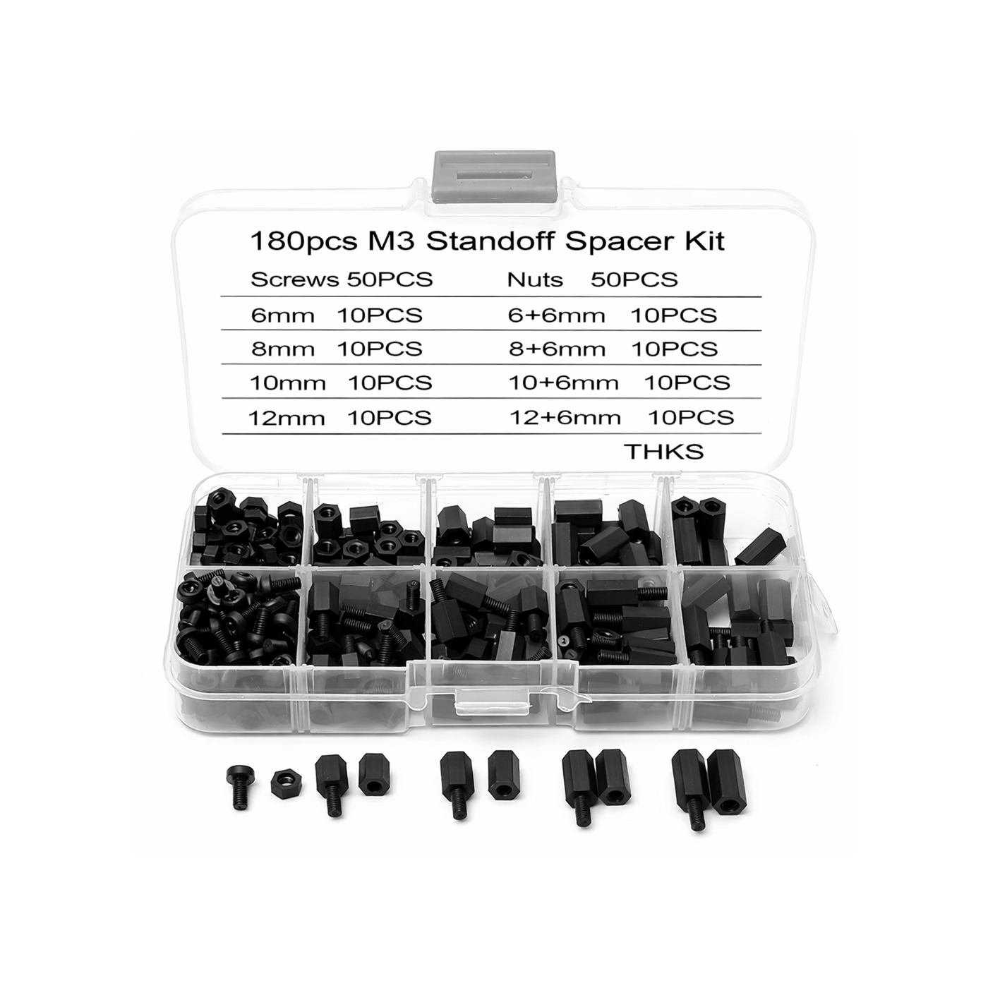 Set van 180 M3 nylon afstandsbusjes voor PCB en moederbord